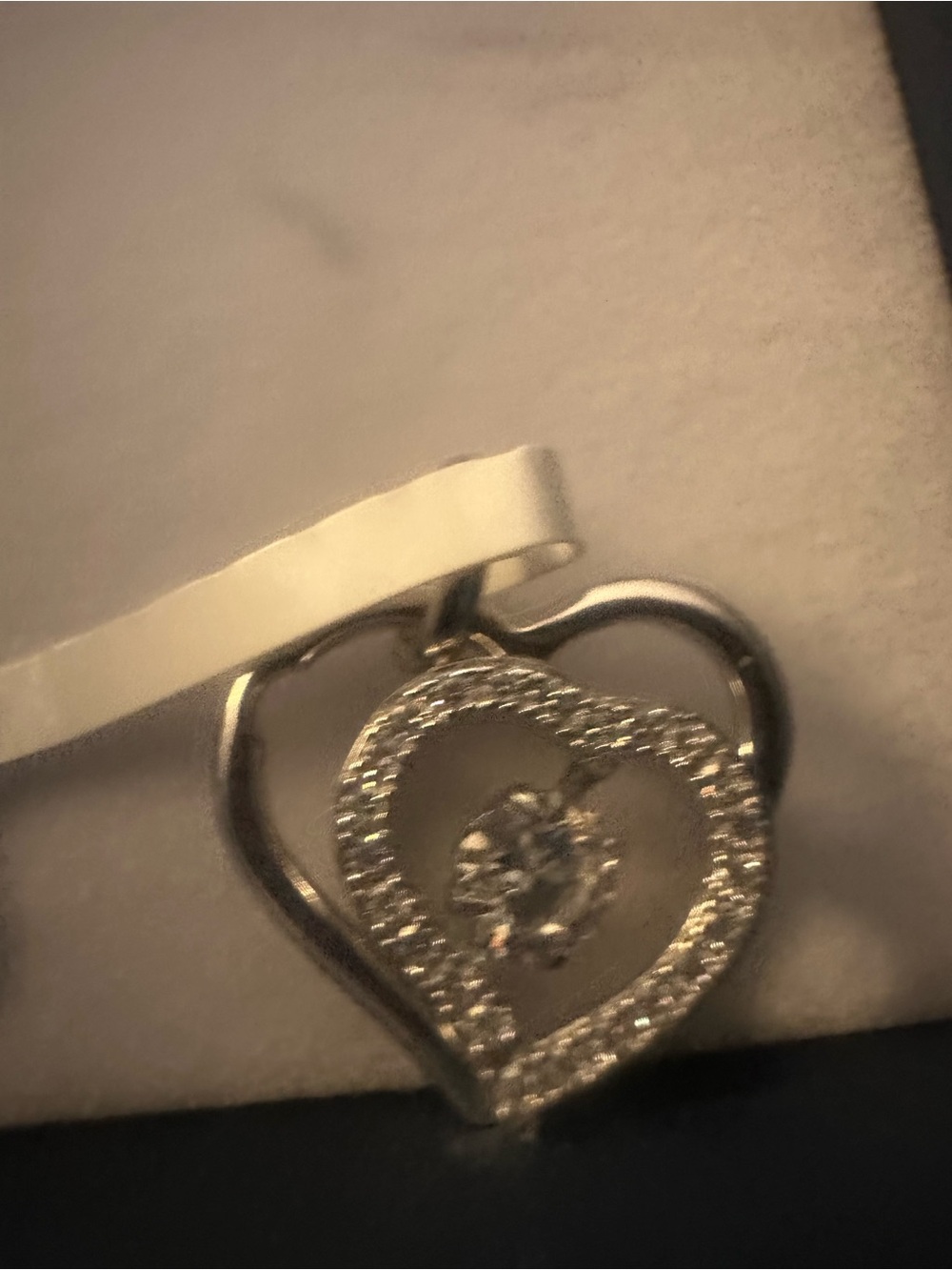 Sterling Silver Heart Pendant Necklace moissanite Accent